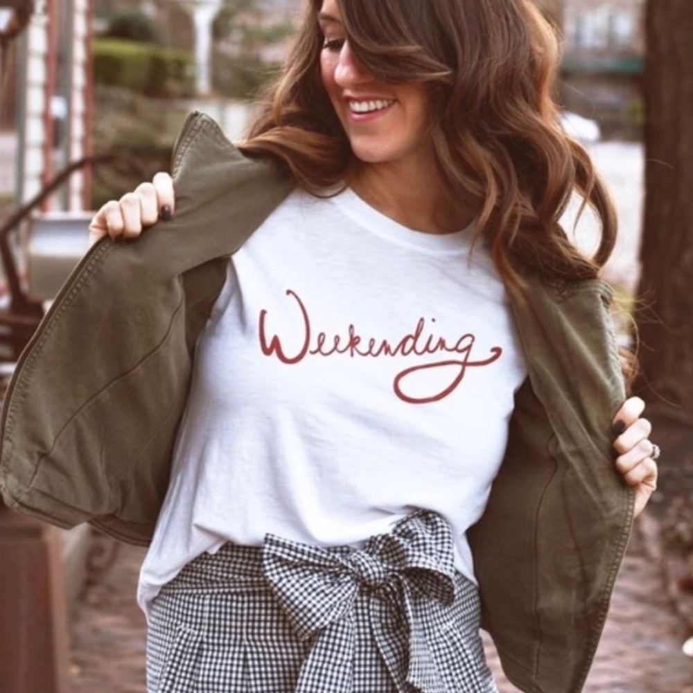 Anthropologie MATE Weekending White Novelty Short Sleeve Tee